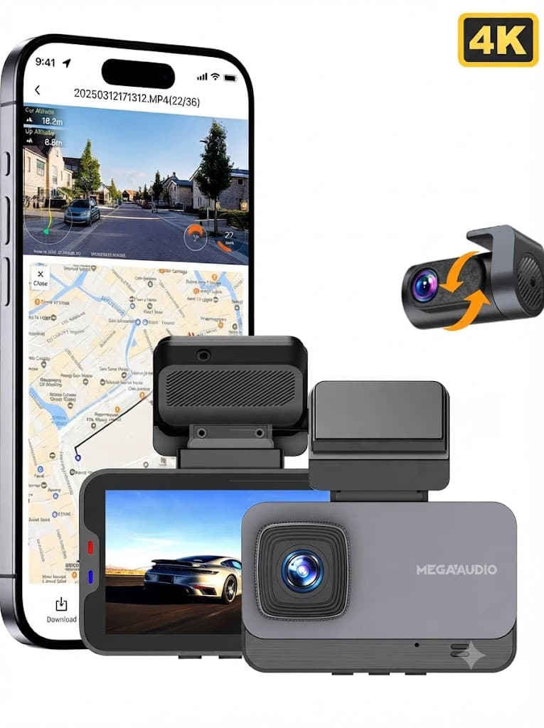 4K Ultra HD Dual Dashcam | WiFi GPS | 3" IPS Screen | 160° Wide Angle 4