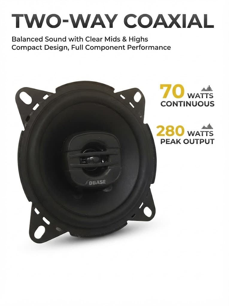 DBASE 4"(10.1 cm) Two Way Coaxial Car Speakers | Max Power Sound Audio Speaker 2