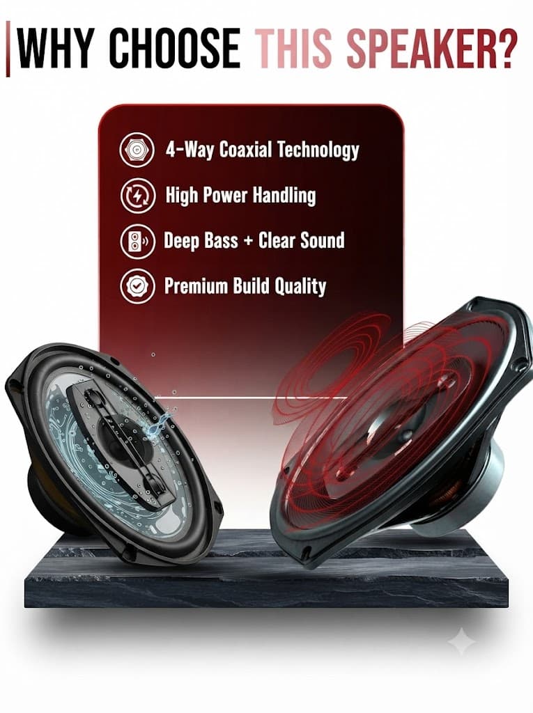 DBASE 6x9 4-Way Coaxial Car Speaker | 480W Peak Power | Deep Bass | Clear Audio 5