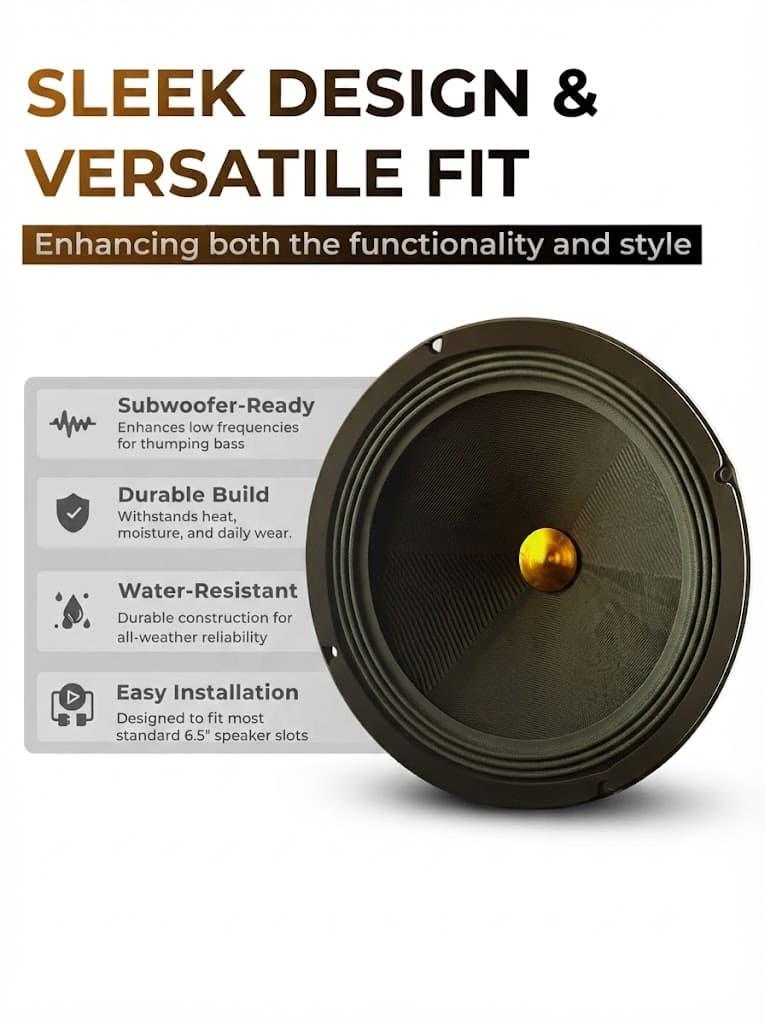 DBASE 6.5" High Efficiency Midrange Speaker | Powerful Sound | 4 Ohm | Universal Fit 3