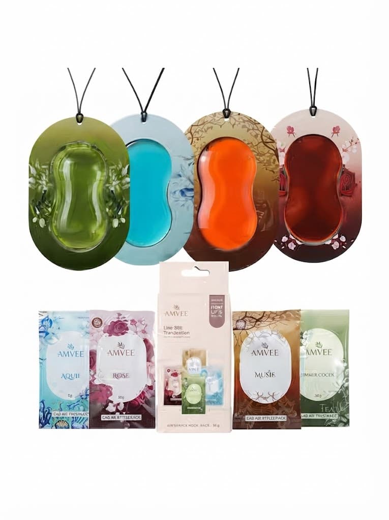Gel Wink Hanging Car Perfume: Pack of 4 | Musk, Aqua, Green Fresh, Rose | Long-Lasting Premium Car Fragrance 2