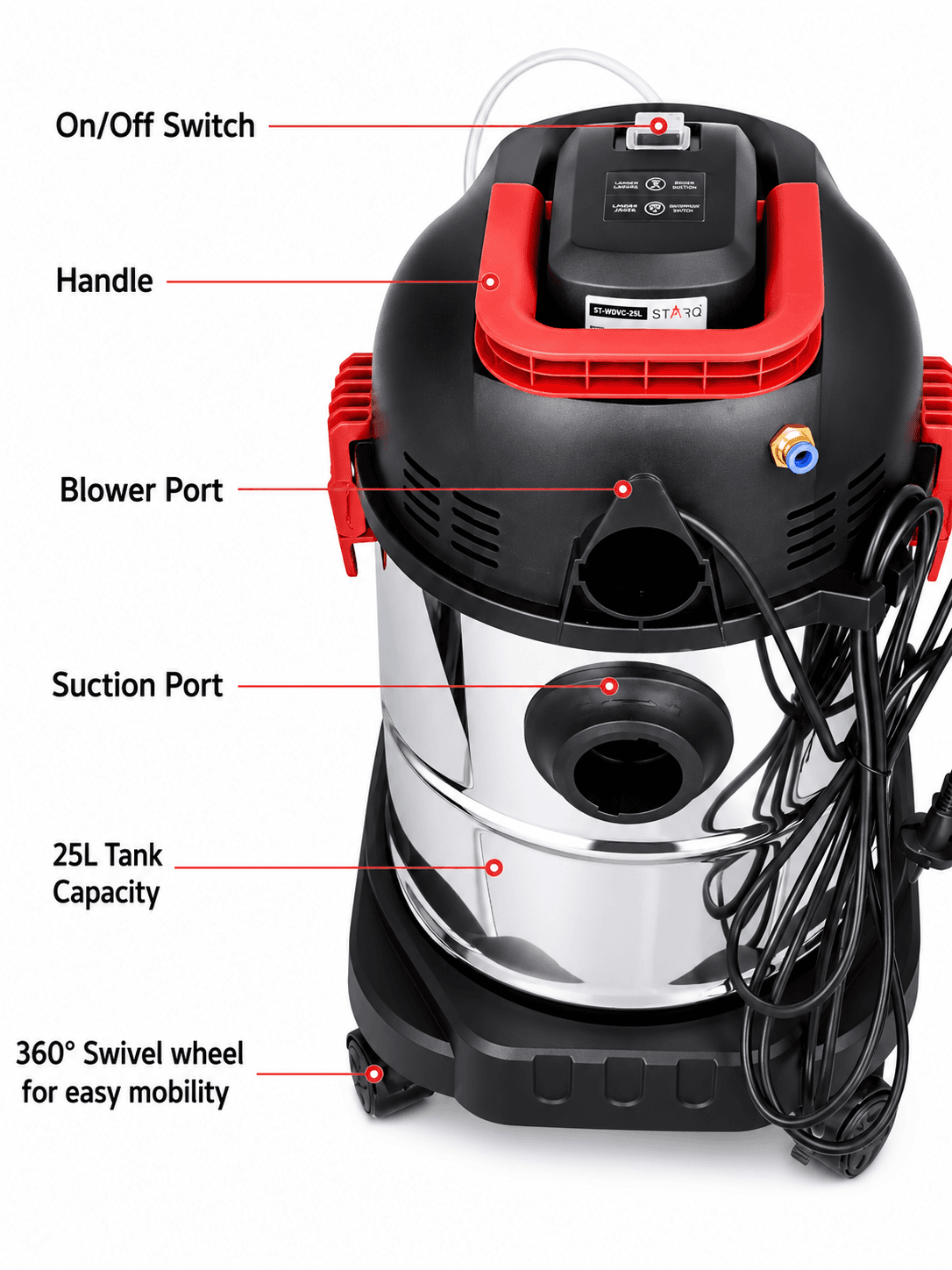 STARQ STWDUC-25L UPHOLSTERY VACUUM CLEANER (25LTR) 3
