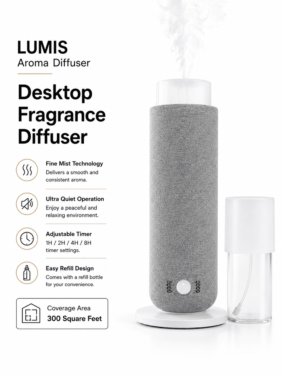 STARQ Lumis Luxury Smart Air Scent Diffuser Waterless Aroma Machine Cold Atomization Ultra Quiet No Heat for Office Home Gym & Hotel Includes Complimentary 100ml Starter Pack Perfumes 2