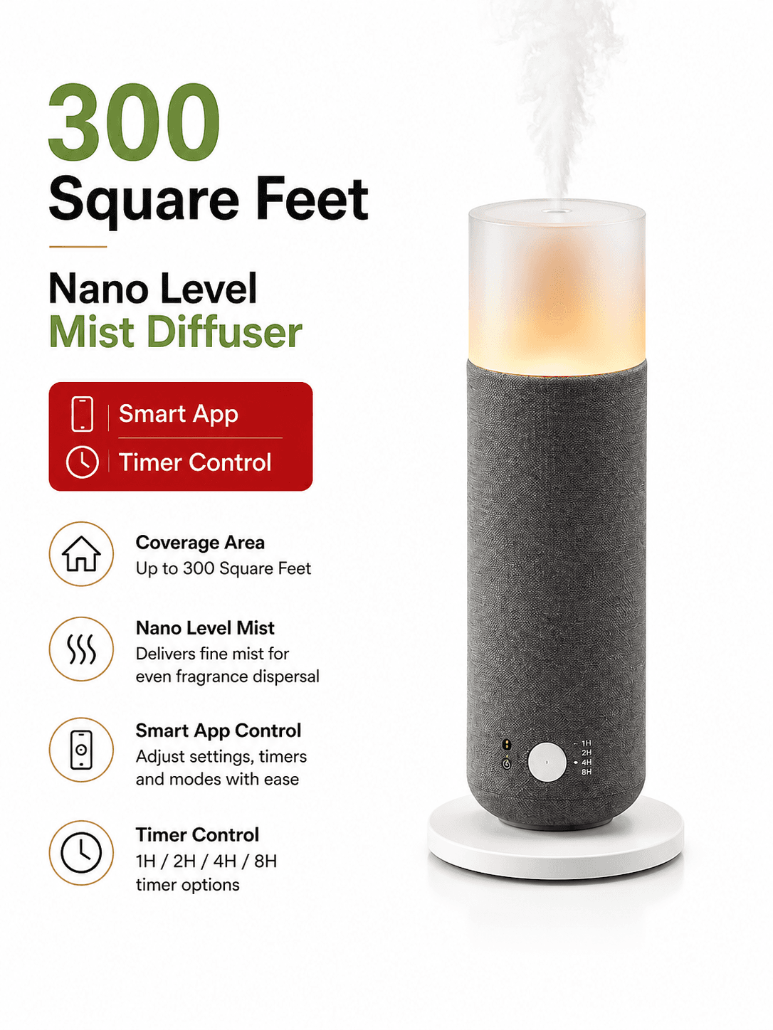 STARQ Lumis Luxury Smart Air Scent Diffuser Waterless Aroma Machine Cold Atomization Ultra Quiet No Heat for Office Home Gym & Hotel Includes Complimentary 100ml Starter Pack Perfumes 4