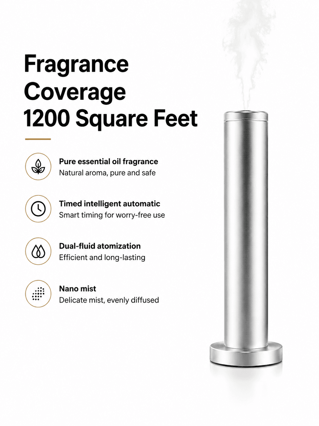 STARQ Halo 2.0 Luxury Smart Air Scent Diffuser Waterless Aroma Machine Cold Atomization Ultra Quiet No Heat for Office Home Gym & Hotel Includes Complimentary 100ml Starter Pack Perfumes 4