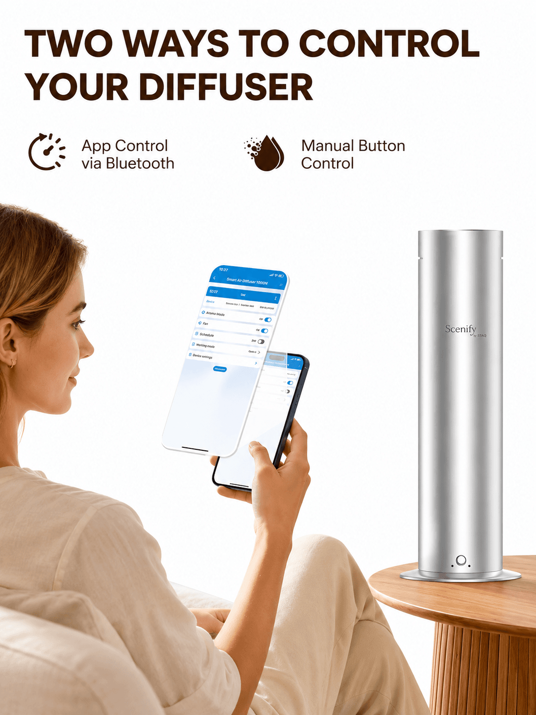 STARQ Halo Luxury Smart Air Scent Diffuser Waterless Aroma Machine Cold Atomization Ultra Quiet No Heat for Office Home Gym & Hotel Includes Complimentary 100ml Starter Pack Perfumes 4