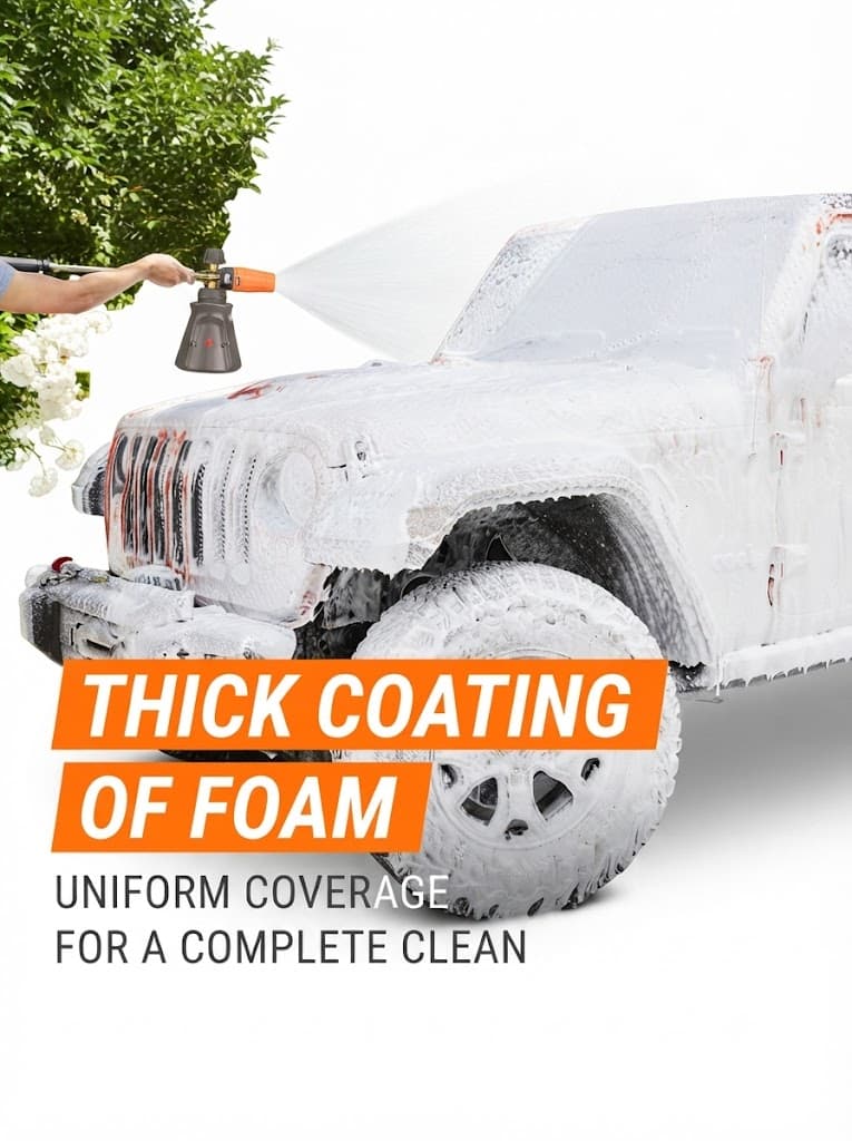 STARQ FoamMaster Heavy-Duty Foam Cannon for Pressure Washer, Pre-Installed Mesh and Orifice with Extra Set Included, Adjustable Spray Nozzle, Brass Connector, Thick Snow Foam for Car and Bike Cleaning 2
