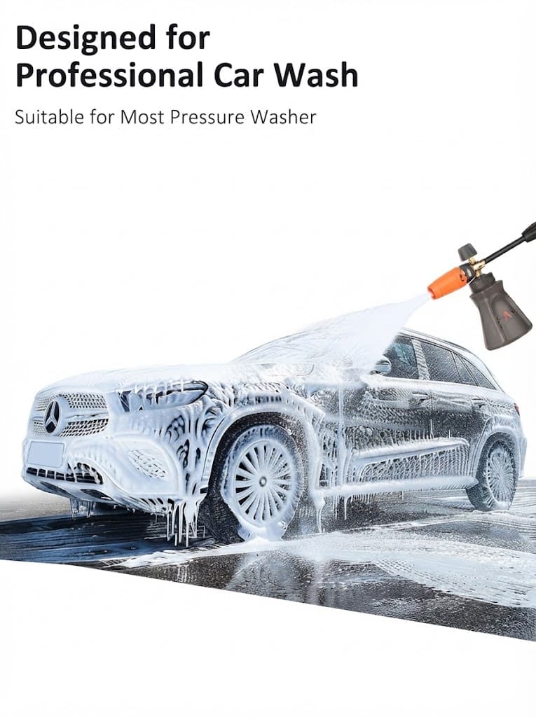 STARQ FoamMaster Heavy-Duty Foam Cannon for Pressure Washer, Pre-Installed Mesh and Orifice with Extra Set Included, Adjustable Spray Nozzle, Brass Connector, Thick Snow Foam for Car and Bike Cleaning 3