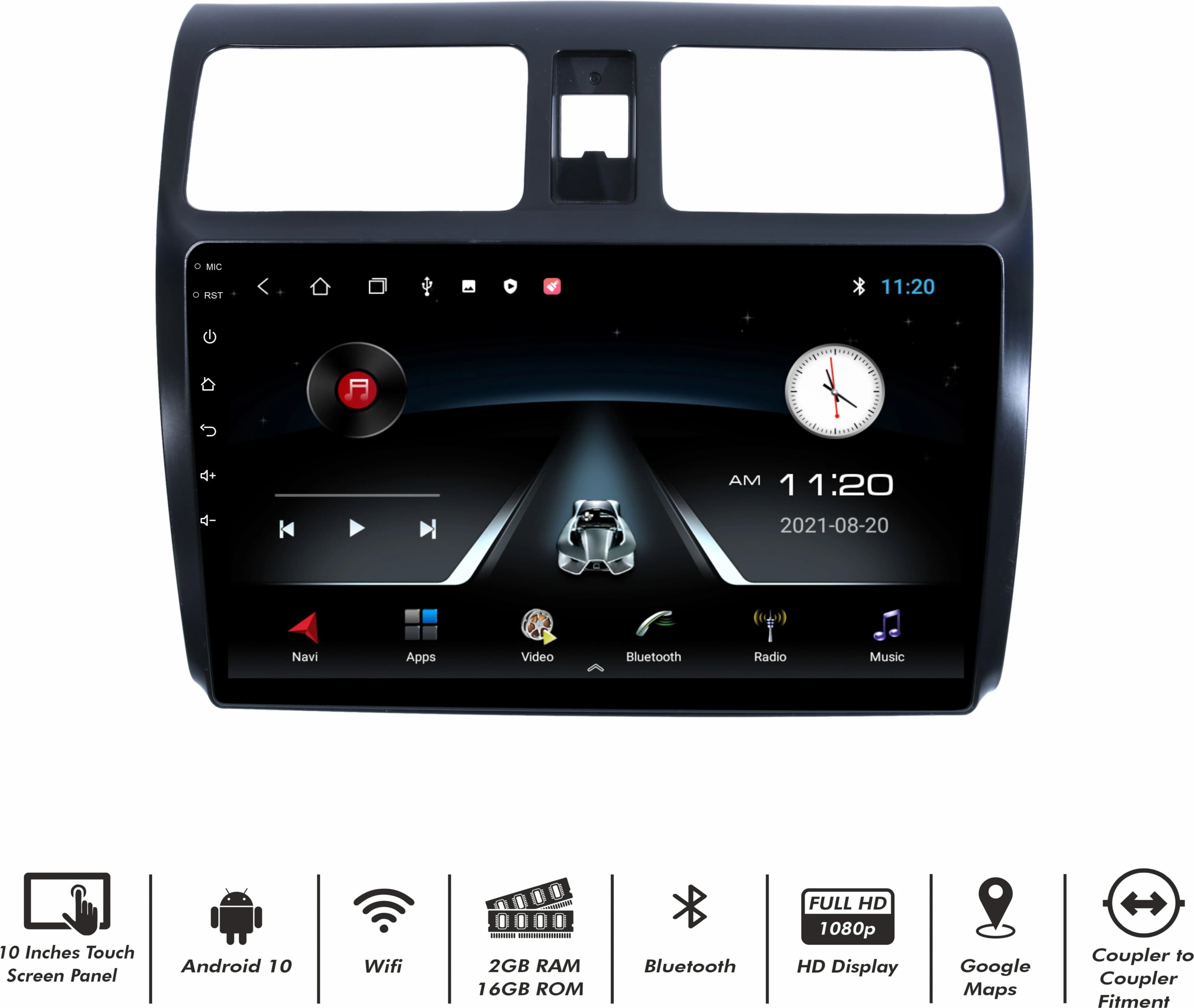 BASSOHOLIC 9-Inch Android Car Stereo | 4GB RAM + 64GB Storage | GPS, Bluetooth, WiFi, FM 2