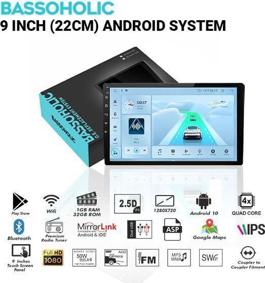 BASSOHOLIC 9 Inch Android 10 System for Tata Nexon 2GB/16GB RAM & ROM/HD Display/GPS/SWC 2