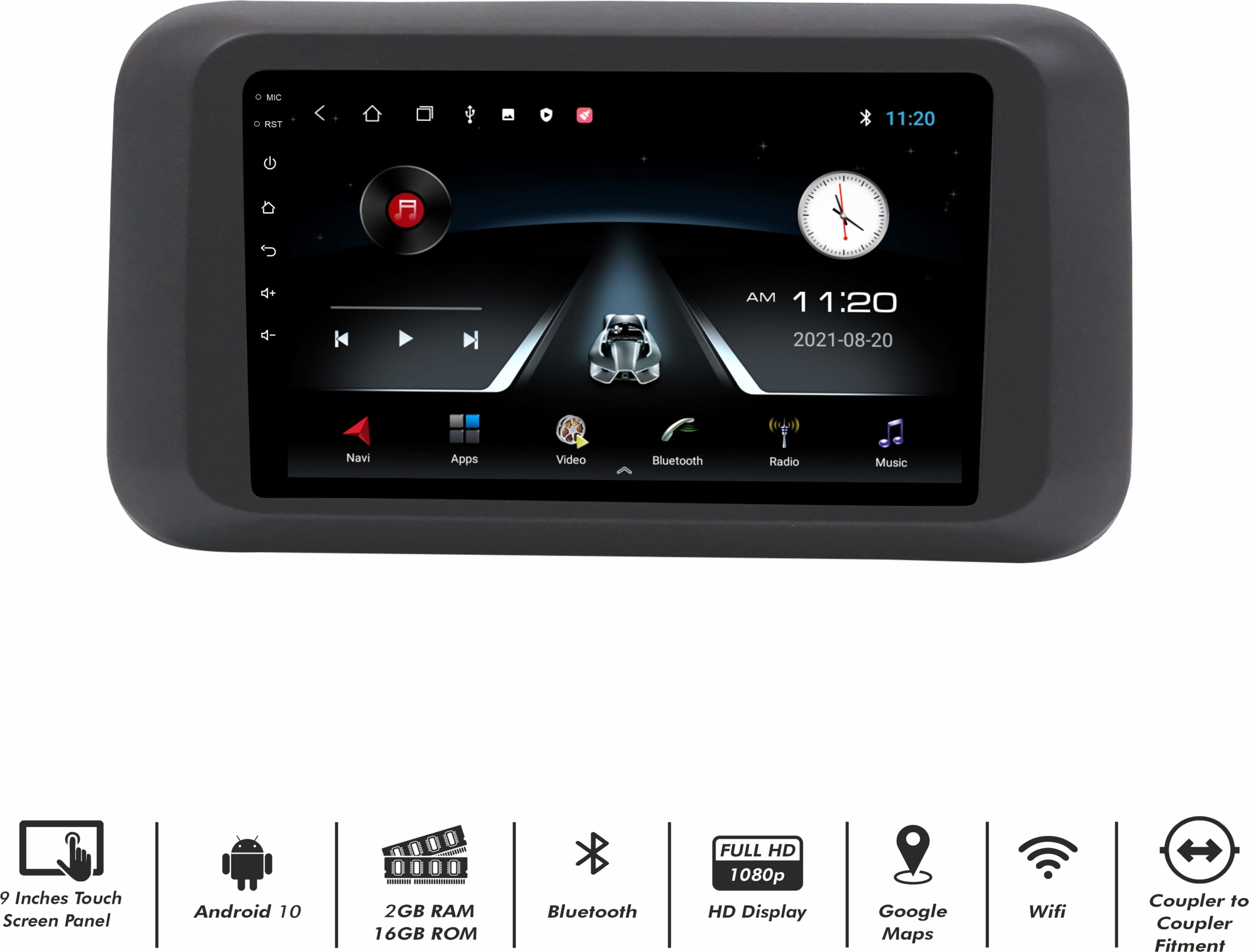 BASSOHOLIC 9 Inch Android 10 System for Hyundai Old i20 2/16GB RAM & ROM/HD Display/GPS/SWC 2