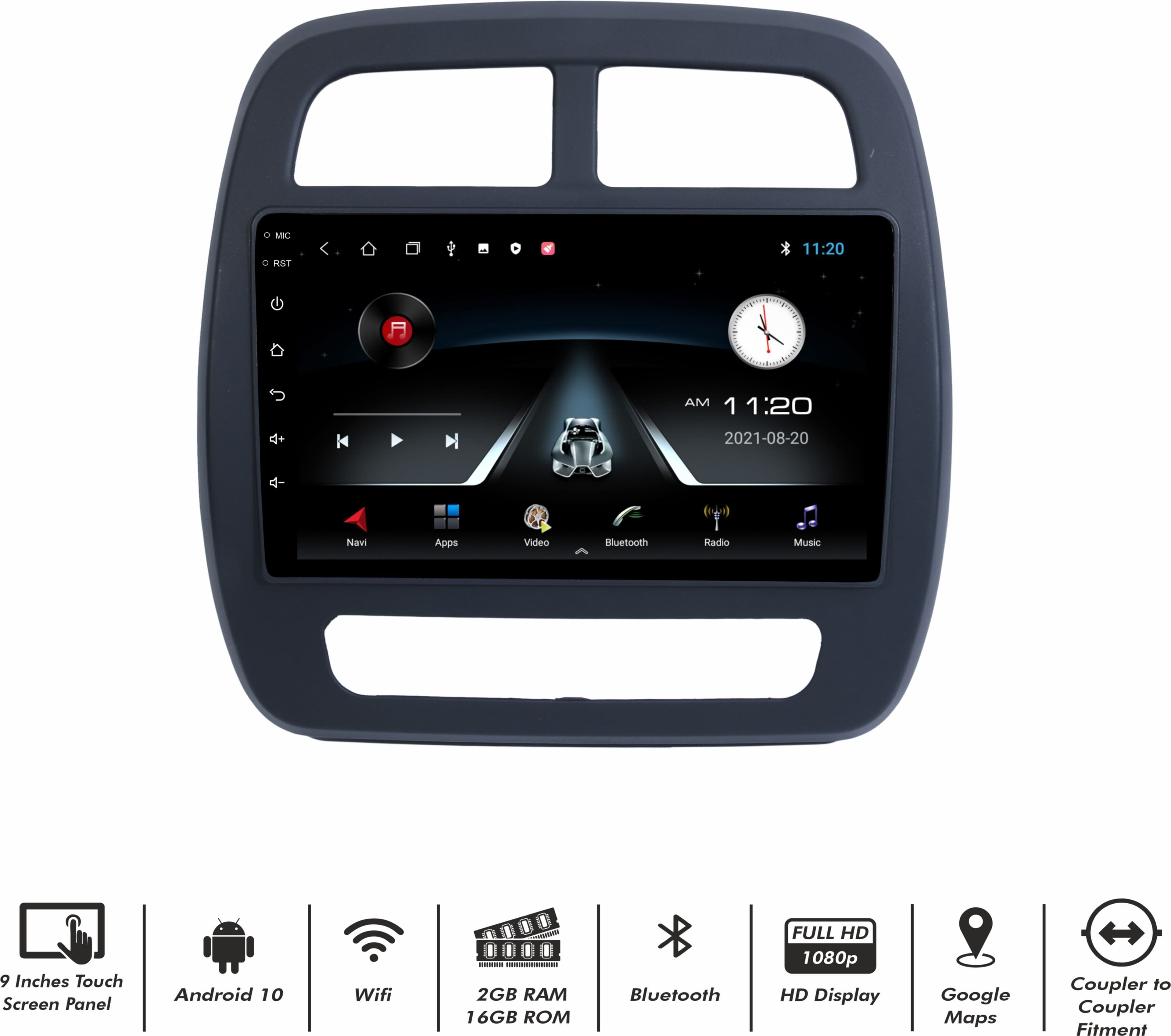 BASSOHOLIC 9 Inch Android 10 System with 2GB/16GB RAM & ROM, IPS /HD Display/GPS/SWC 2