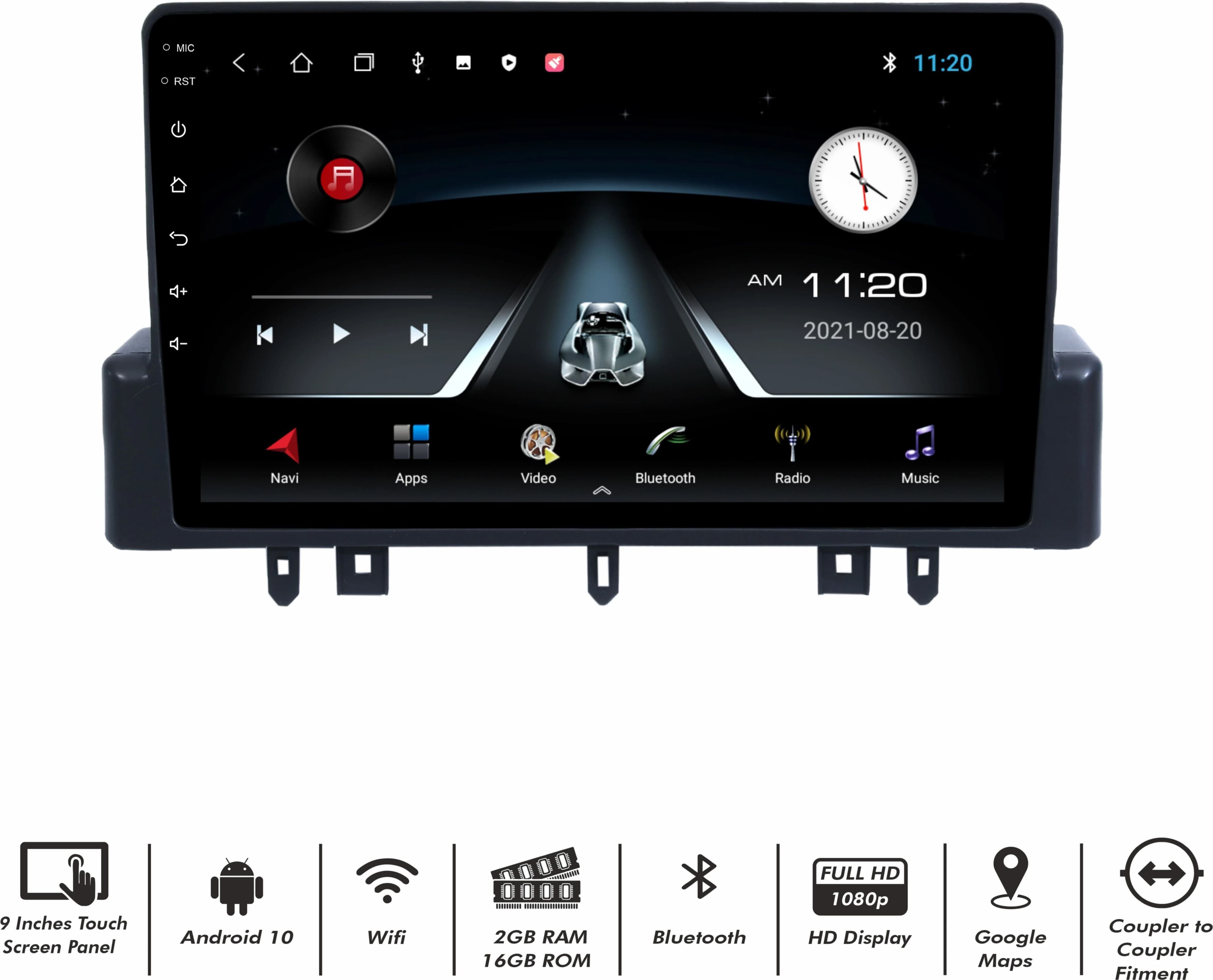 BASSOHOLIC 9 Inch Android 10 System for Mahindra Thar 2GB/16GB RAM & ROM/HD Display/GPS/SWC 2