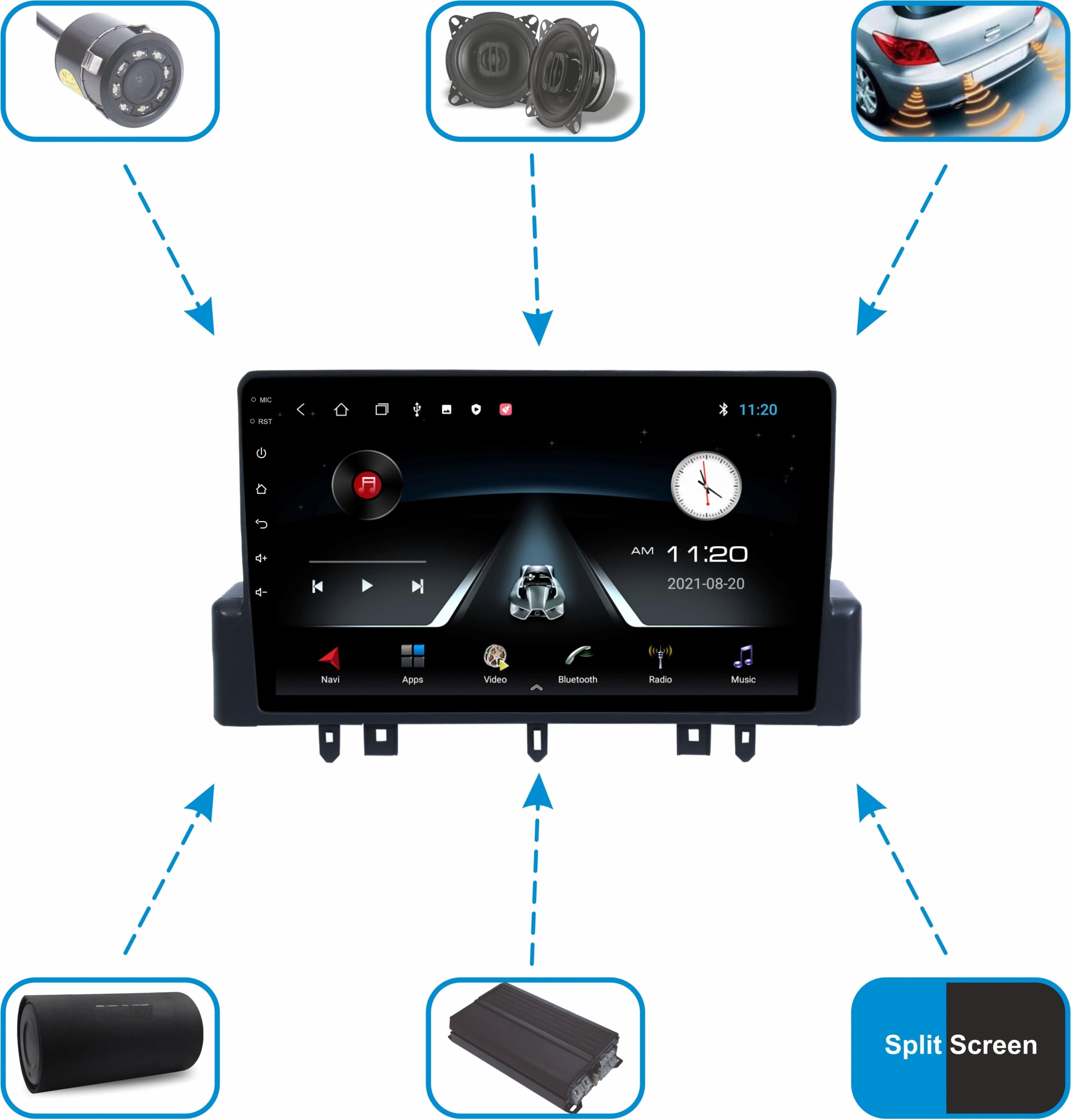 BASSOHOLIC 9 Inch Android 10 System for Mahindra Thar 2GB/16GB RAM & ROM/HD Display/GPS/SWC 3