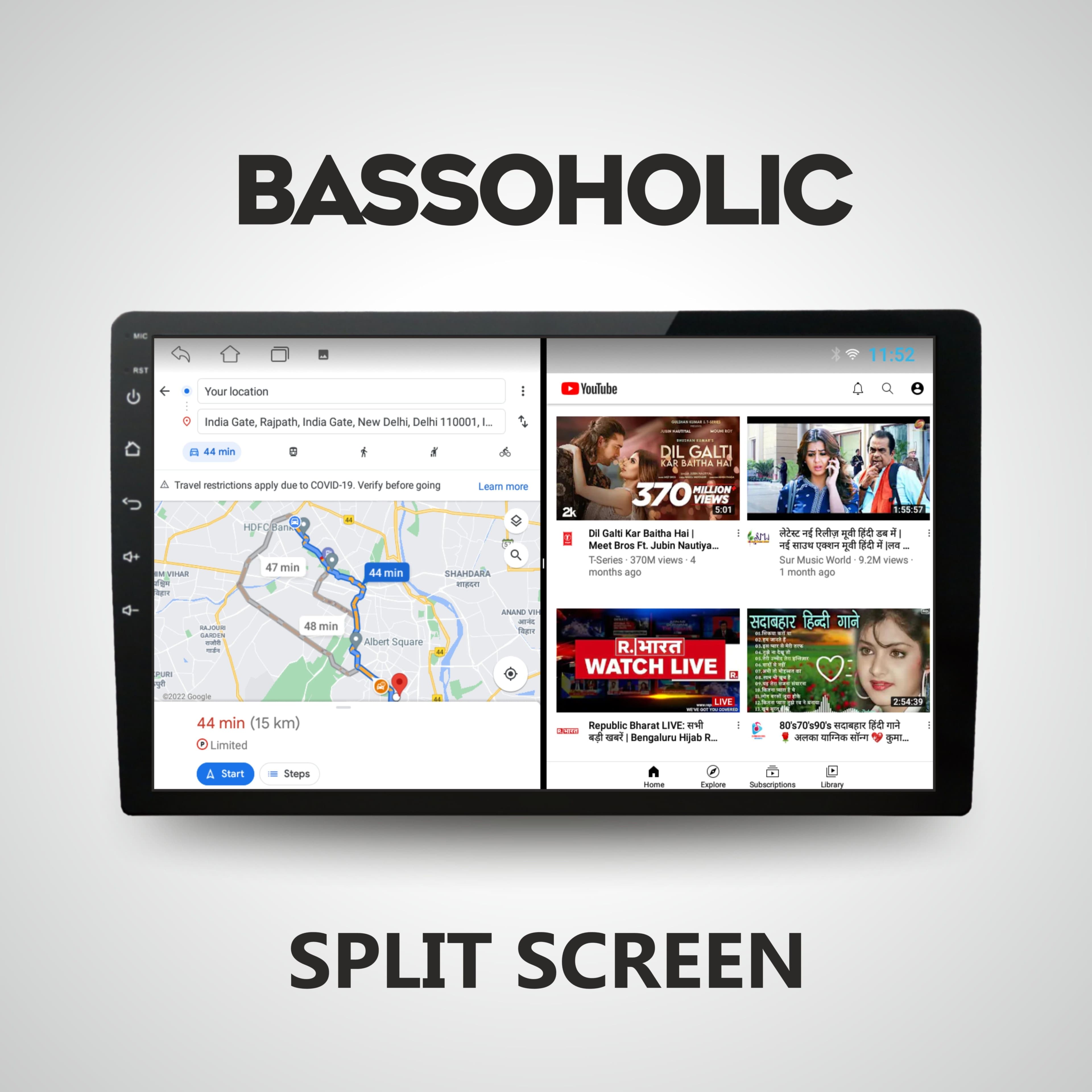 BASSOHOLIC 9-Inch Android Car Stereo | 4GB RAM + 64GB Storage | Reverse Camera | Bluetooth 4