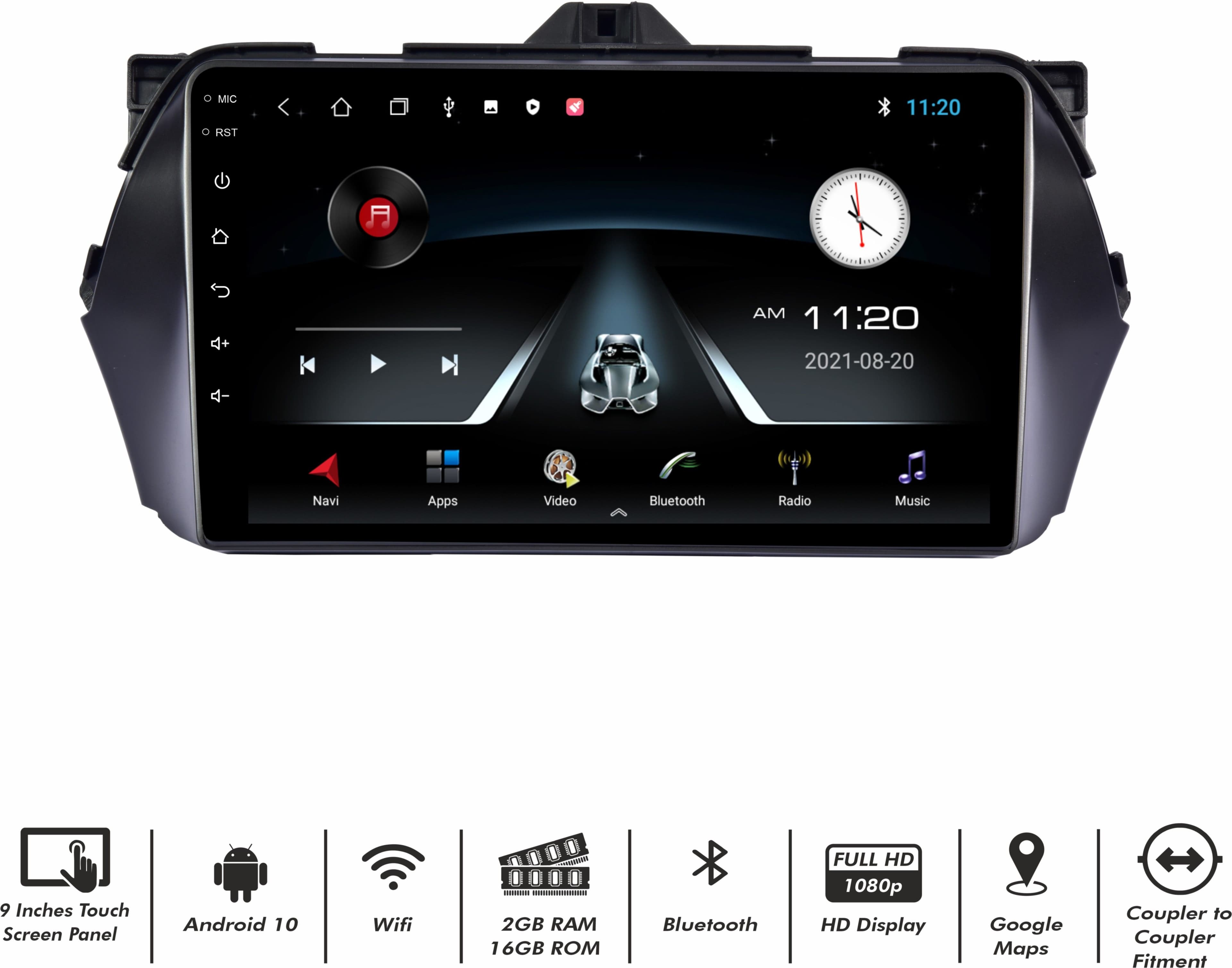 BASSOHOLIC Android CarPlay | 4GB 64GB | Multimedia Screen for Wagon R | GPS Feature B03 Car Stereo 2