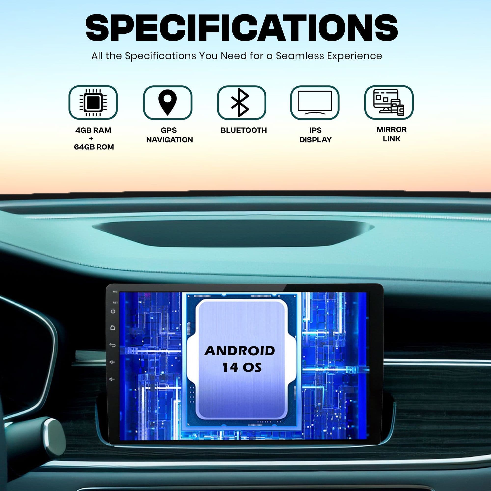 BASSOHOLIC Android CarPlay | 4GB 64GB | Dashboard Display for Compass | GPS Enabled BL7 Car Stereo 4