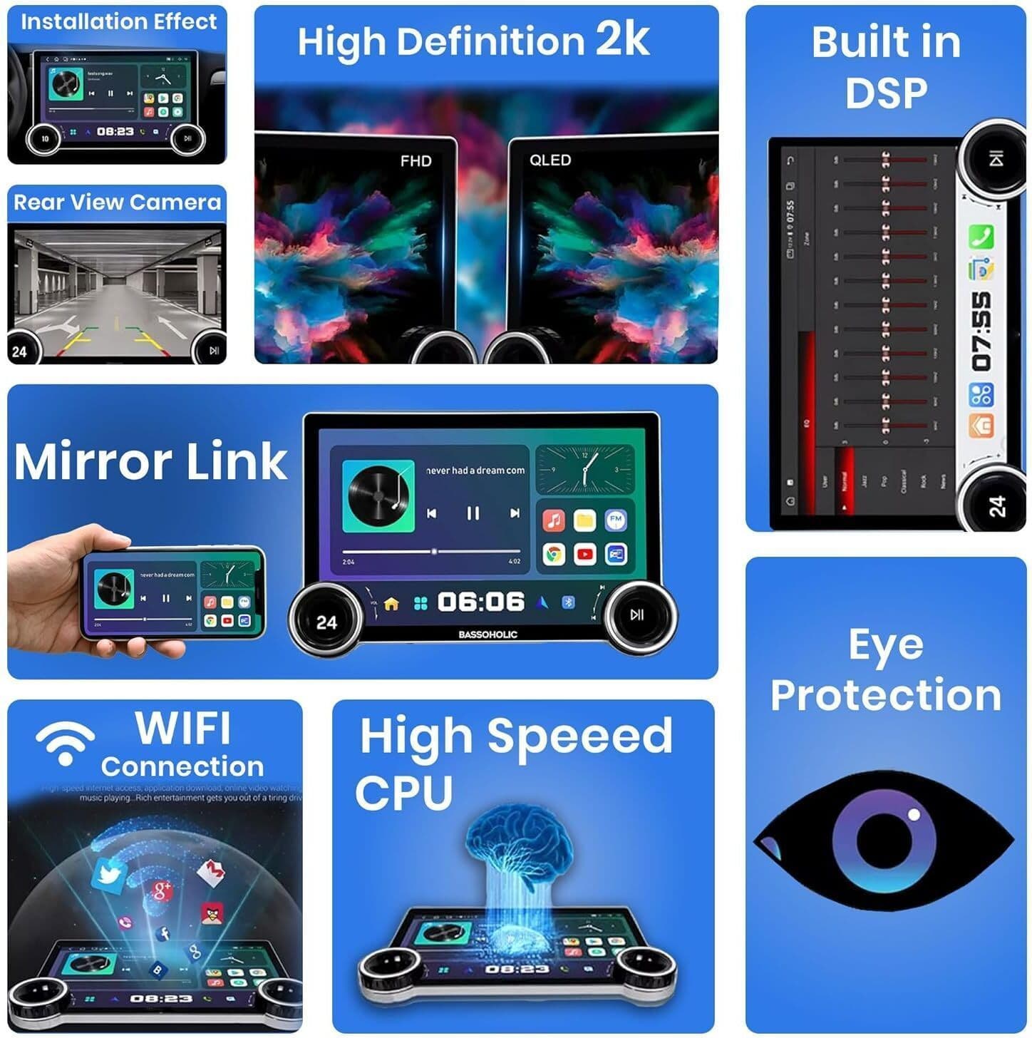 BASSOHOLIC Android CarPlay | 4GB 64GB | Dashboard Display for BR-V | GPS Supported B07 Car Stereo 3