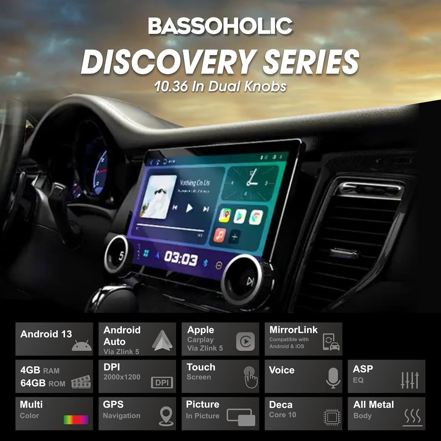 BASSOHOLIC Android CarPlay | 4GB 64GB | Multimedia Screen for Baleno | Bluetooth GPS BO0 Car Stereo 5