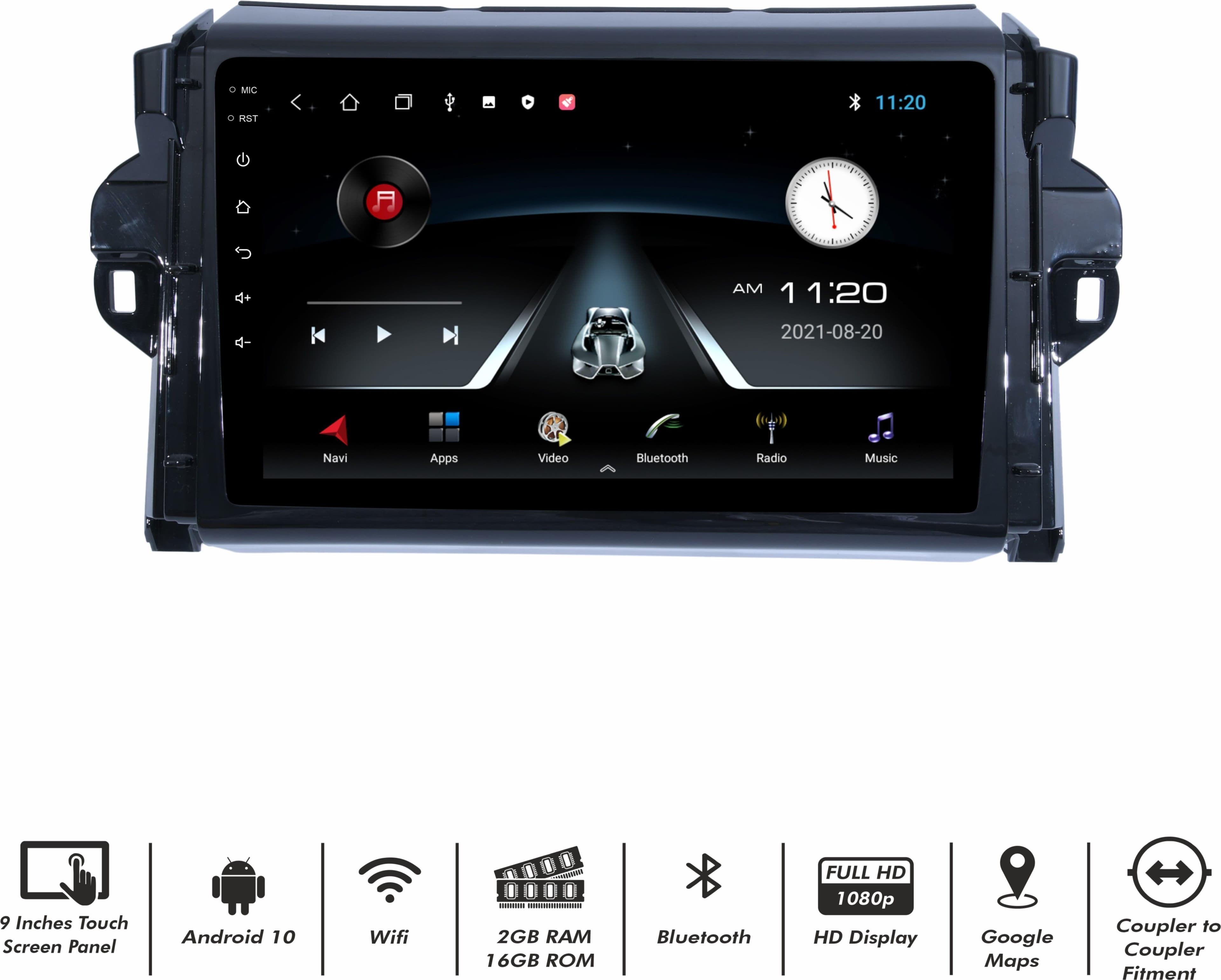 BASSOHOLIC Android CarPlay | 4GB 64GB | Multimedia Screen for i20 | Bluetooth Audio AU0 Car Stereo 2