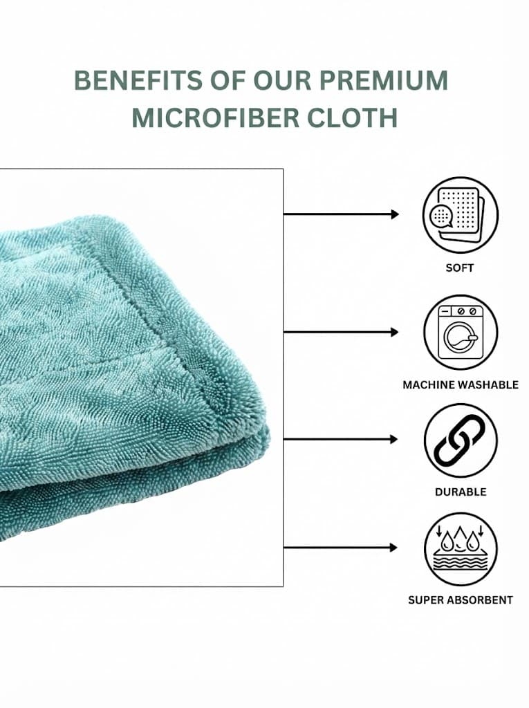 Microfiber Vehicle Washing Cloth (Pack Of 3, 1200 3