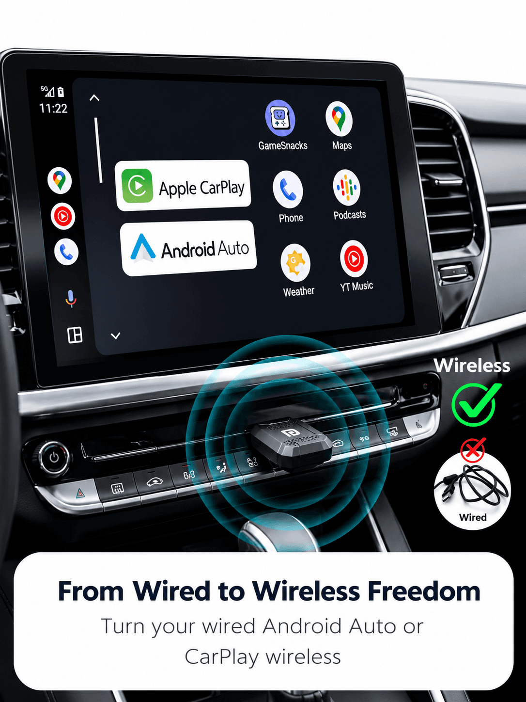 Tune Lite
Converts Wired to Wireless | Plug & Play | Wireless Connectivity | Android 12+ & iOS 15+ 5
