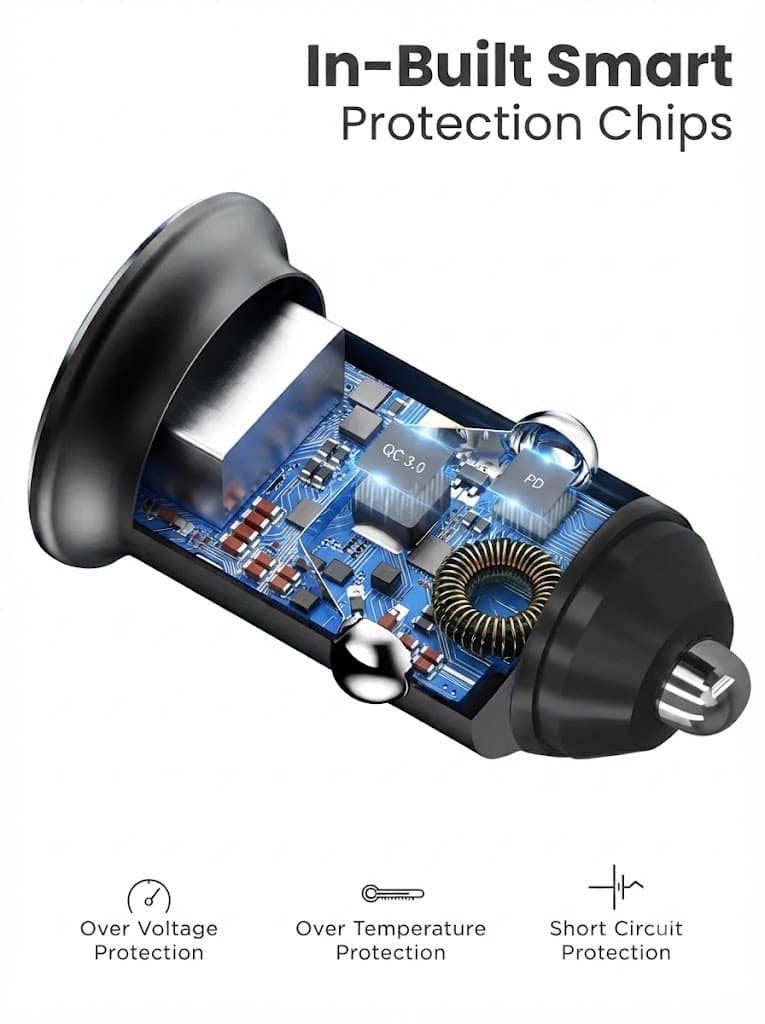Car Power Mini
Dual Output | Type-C PD | USB Fast Charging | 38 Watts 5