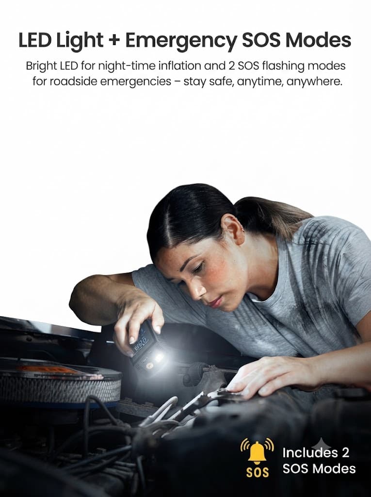 Vayu 9.0
Portable & Rechargeable Tyre Inflator | Type-C Fast Charging | LED Display | Auto Shut-Off | For Car, Bike & Sports Balls 5