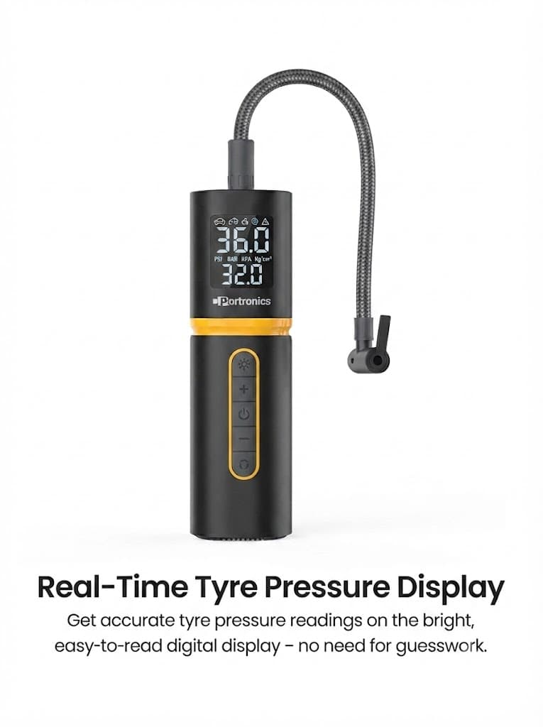Vayu 5.0 Lite
150 PSI Corded Inflator | 3m Power Cord | Digital Display | Preset Modes | For Cars, Bikes, & Sport Balls 4